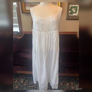 Vintage Antique Stunning Crocheted Tatted Cotton Nightgown Slip - Large